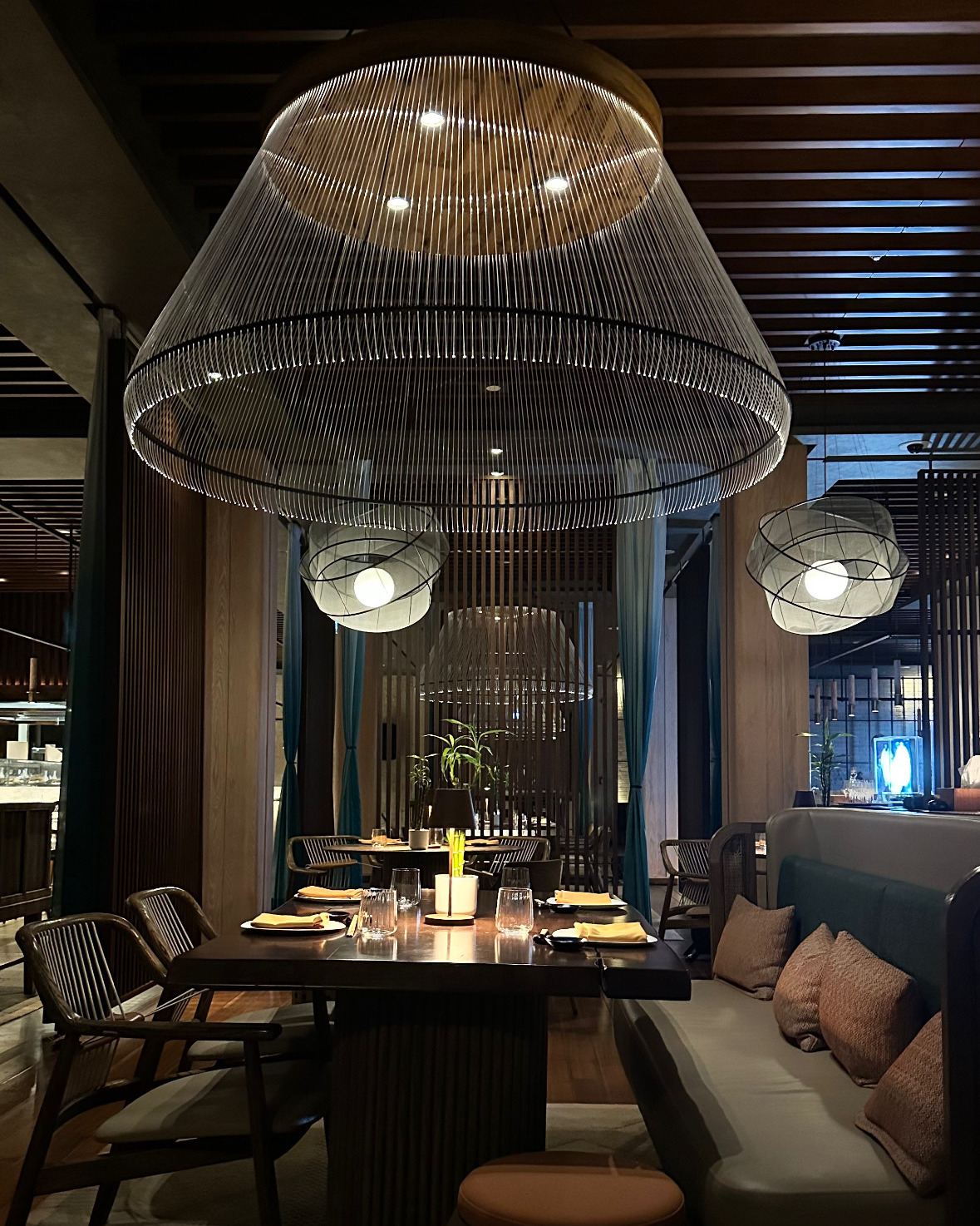 An atmospheric luxury hotel restaurant